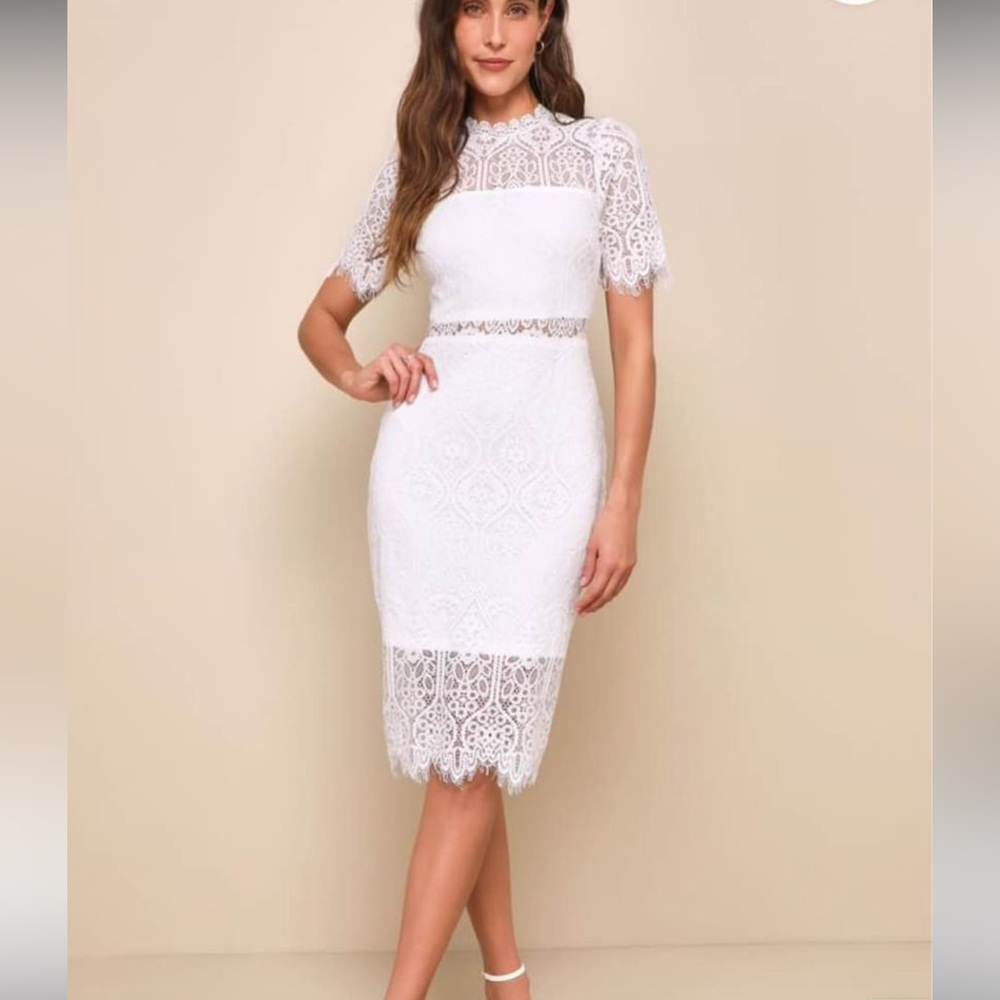 Lulus Remarkable White Lace Dress